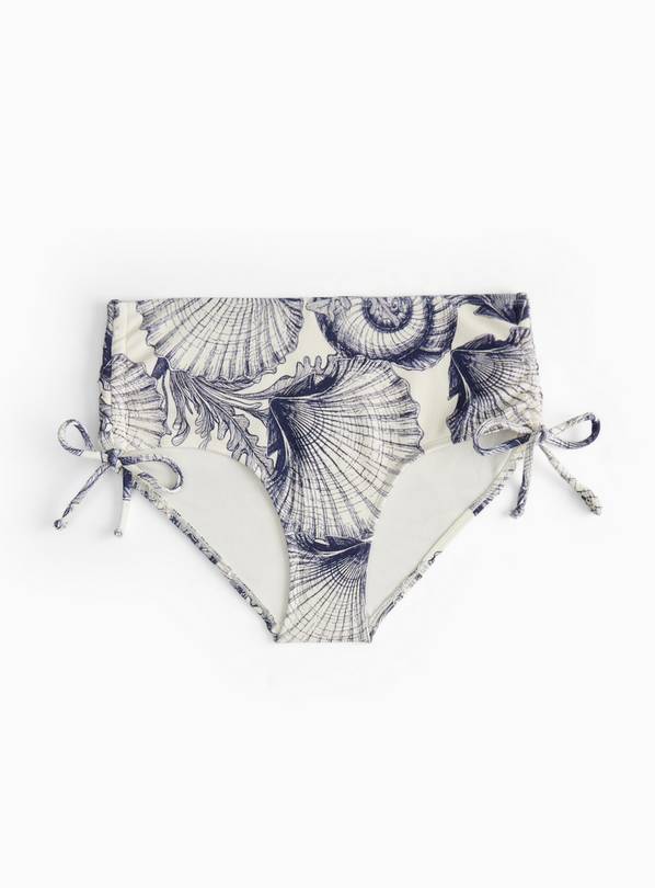 Shell Print Gather Side Full Bikini Bottoms 18